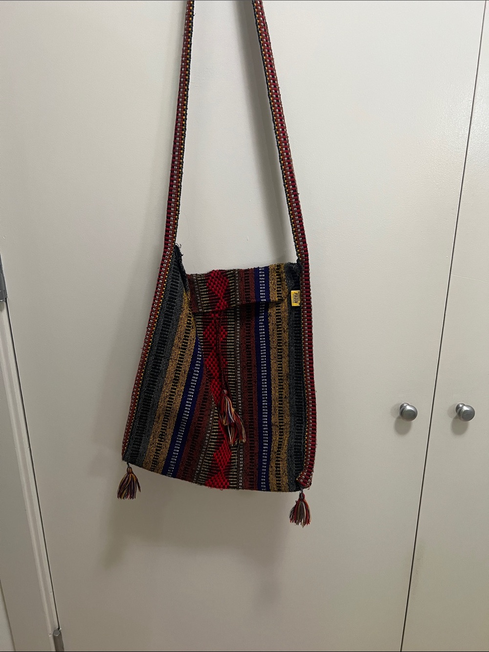 Striped Woven Tapestry Crossbody Bag - Unisex